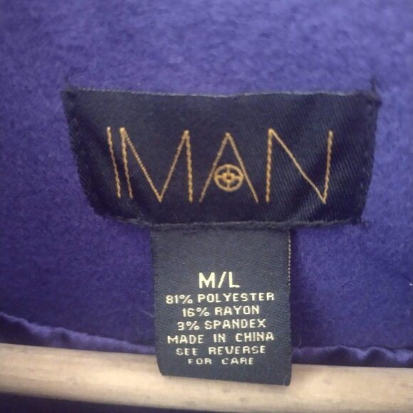 IMAN Purple Zip Cape Shawl Coat Cloak with Patent Leather Trim Size M/L - Picture 2 of 2